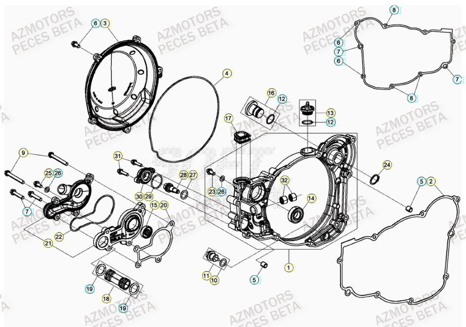 Couvercle Embrayage AZMOTORS Pieces BETA RR 2T 250 - (2023)