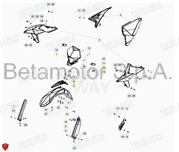 Carenages Avant AZMOTORS Pieces BETA RR RACING 2T 250 - (2018)