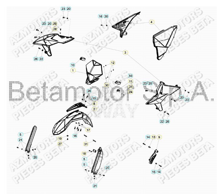 Carenages Avant AZMOTORS Pieces BETA RR RACING 2T 250 - (2019)