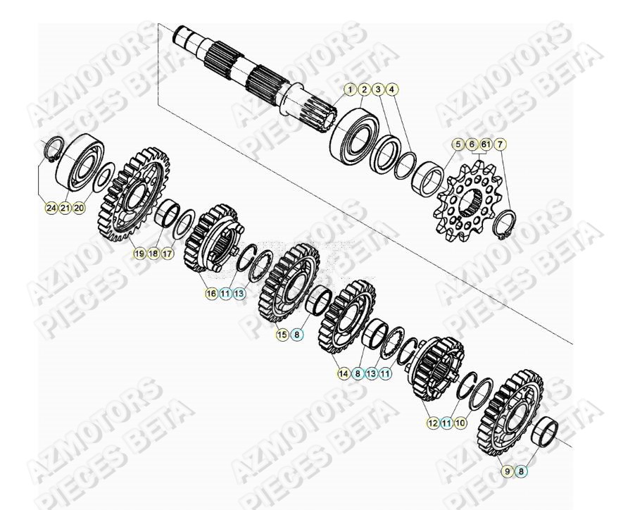 Transmission AZMOTORS Pieces BETA RR RACING 2T 250 - (2019)