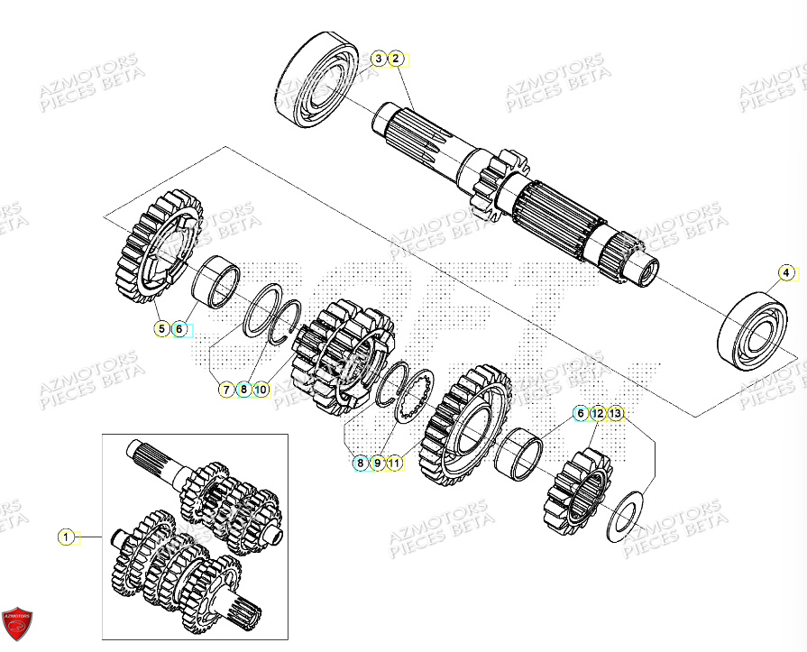 Boite A Vitesses AZMOTORS Pieces BETA RR RACING 2T 250 - (2024)