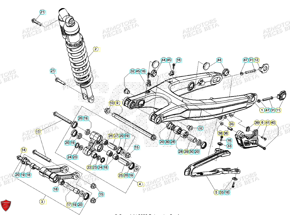 Bras Oscillant AZMOTORS Pieces BETA RR RACING 2T 250 - (2024)