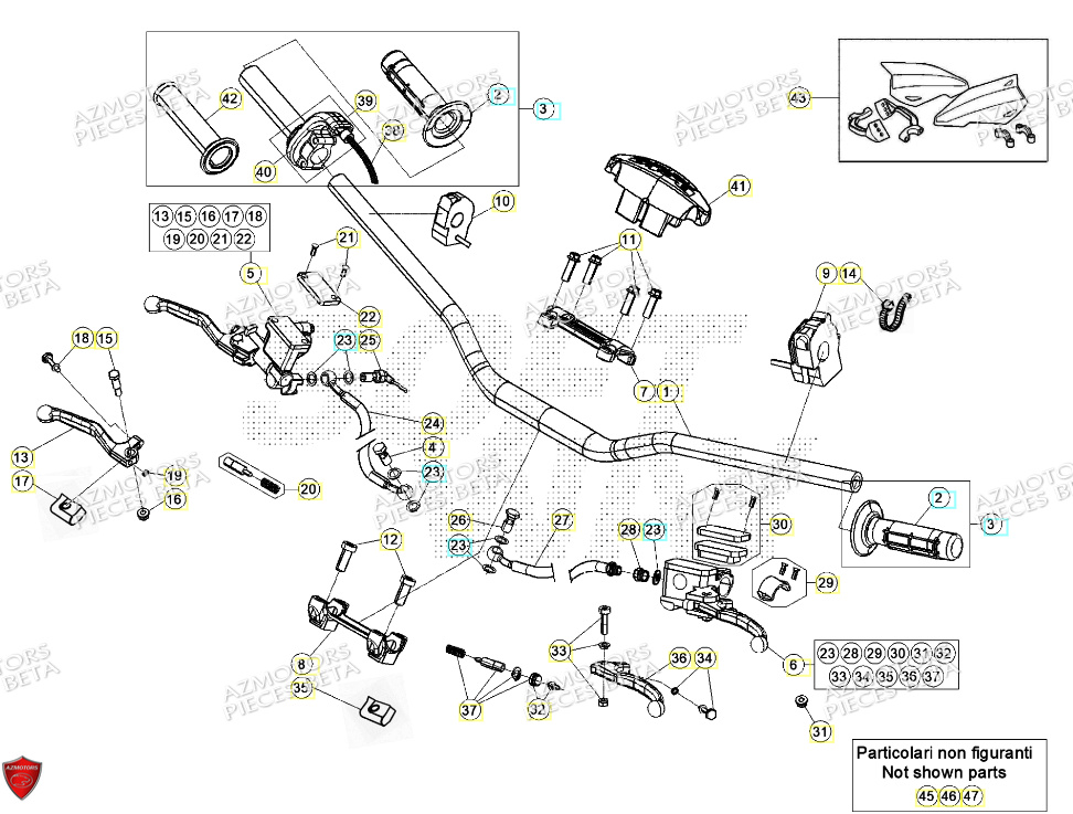Commandes Guidon AZMOTORS Pieces BETA RR RACING 2T 250 - (2024)