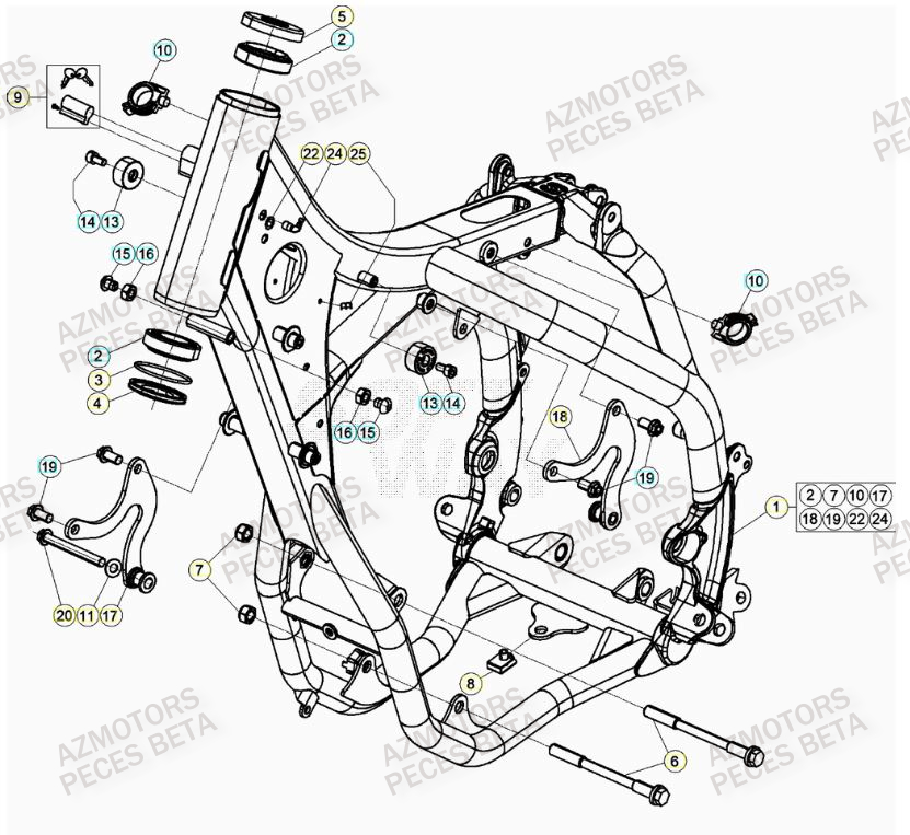 Chassis AZMOTORS Pieces BETA RR RACING 2T 250 - (2020)