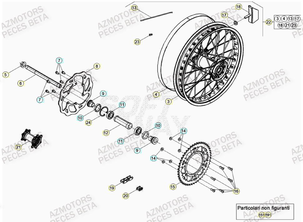 Roue Arriere AZMOTORS Pieces BETA RR RACING 2T 250 - (2020)