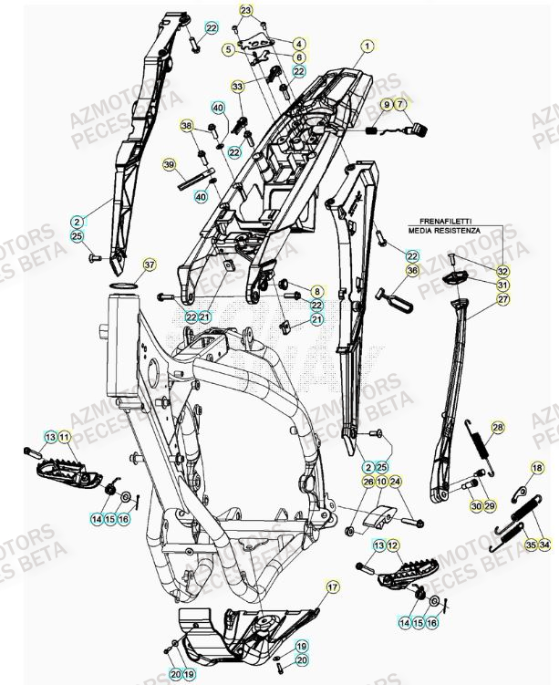 Accessoires Chassis AZMOTORS Pieces BETA RR RACING 2T 250 - (2021)