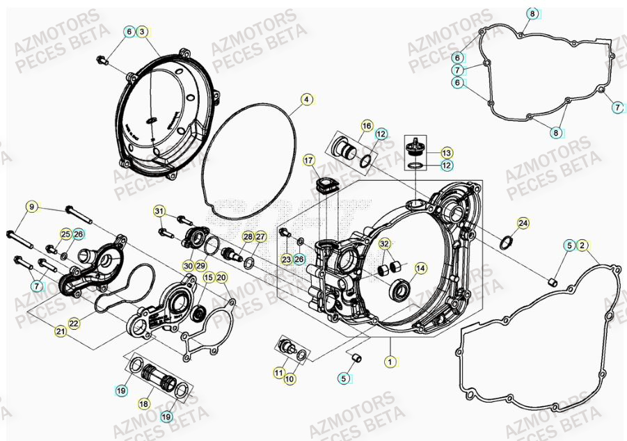 Couvercle Embrayage AZMOTORS Pieces BETA RR RACING 2T 250 - (2021)