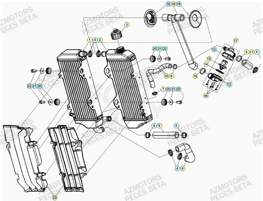 Radiateur AZMOTORS Pieces BETA RR RACING 2T 250 - (2021)