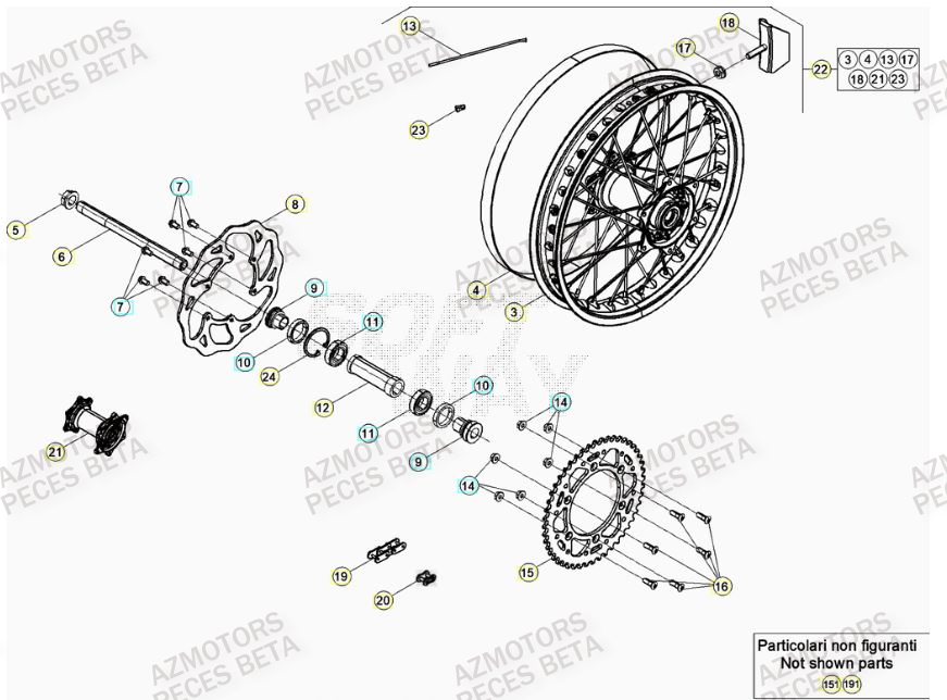 Roue Arriere AZMOTORS Pieces BETA RR RACING 2T 250 - (2021)