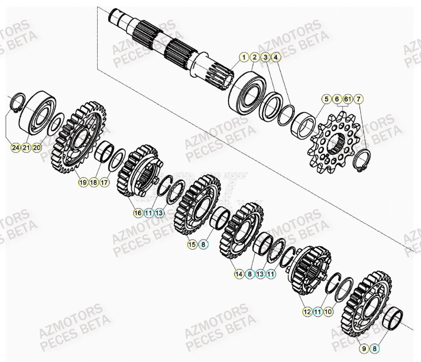 Transmission AZMOTORS Pieces BETA RR RACING 2T 250 - (2021)