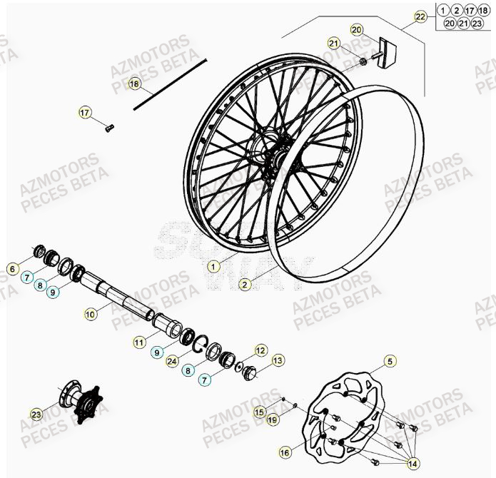 Roue Avant AZMOTORS Pieces BETA RR RACING 2T 250 - (2022)