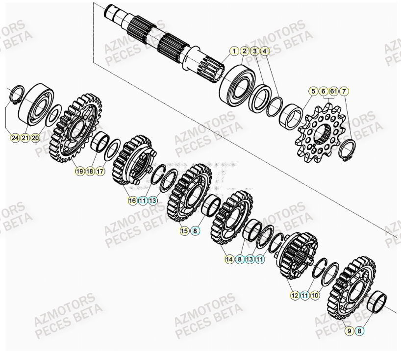 Transmission AZMOTORS Pieces BETA RR RACING 2T 250 - (2022)
