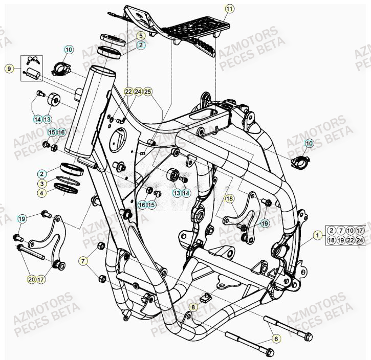 Chassis AZMOTORS Pieces BETA RR RACING 2T 250 - (2023)