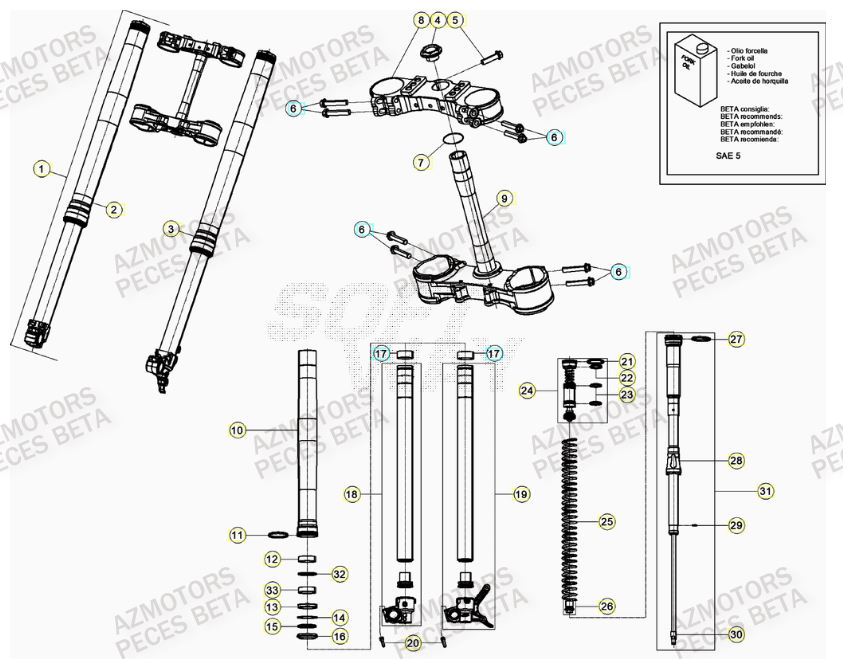 Fourche AZMOTORS Pieces BETA RR RACING 2T 250 - (2023)