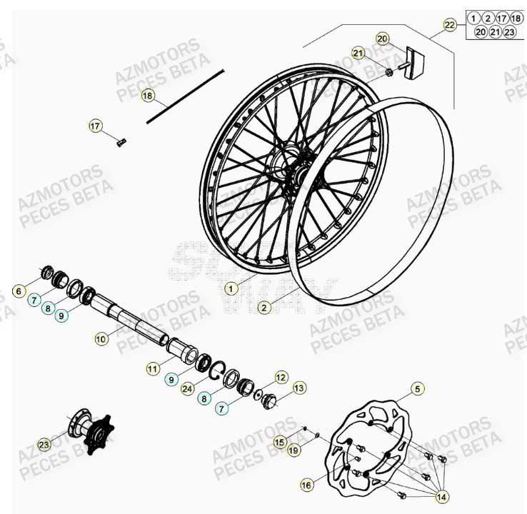 Roue Avant AZMOTORS Pieces BETA RR RACING 2T 250 - (2023)