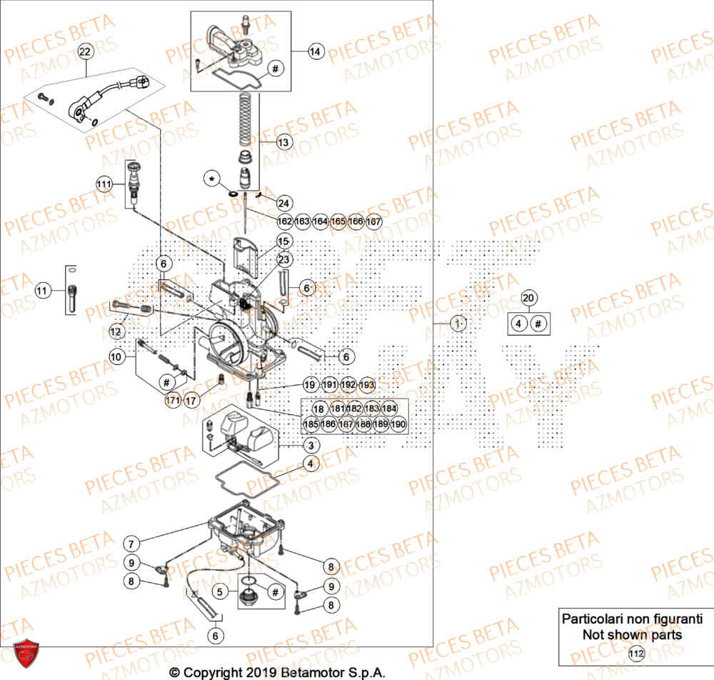 Carburateur AZMOTORS Pieces BETA RR 2T 250 X-PRO - (2025)