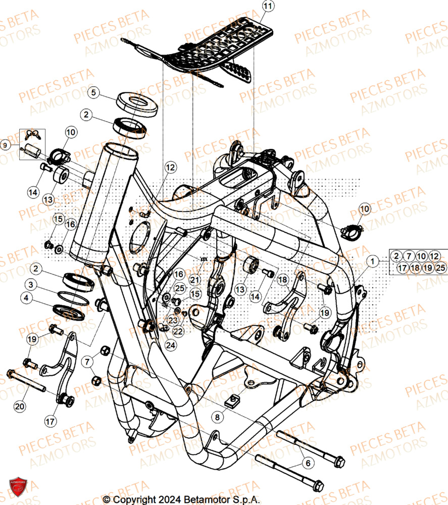 Chassis AZMOTORS Pieces BETA RR 2T 250 X-PRO - (2025)