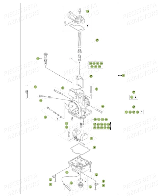 Carburateur AZMOTORS PiÃ¨ces BETA RR 2T 300 - (2014)