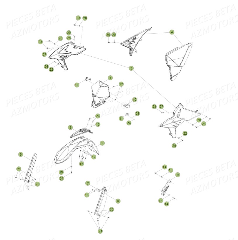 Carenages Avant AZMOTORS PiÃ¨ces BETA RR 2T 300 - (2014)