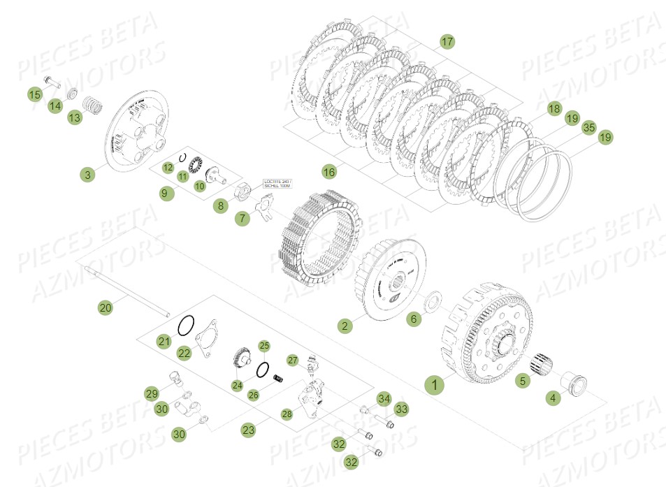 Embrayage AZMOTORS PiÃ¨ces BETA RR 2T 300 - (2014)