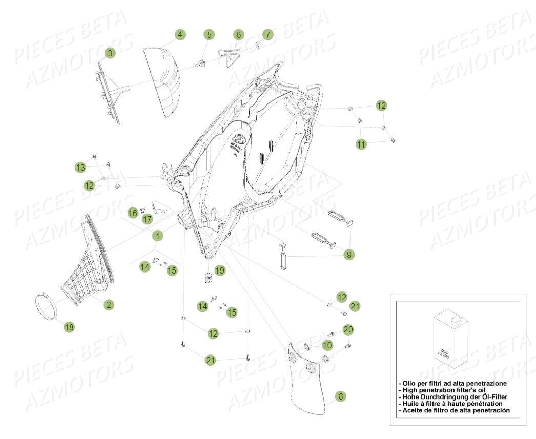 Filtre A Air AZMOTORS PiÃ¨ces BETA RR 2T 300 - (2014)