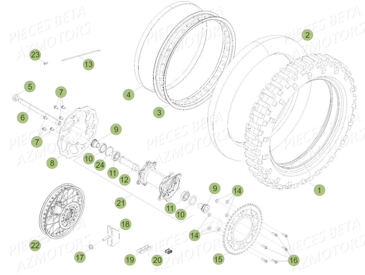 Roue Arriere AZMOTORS PiÃ¨ces BETA RR 2T 300 - (2014)