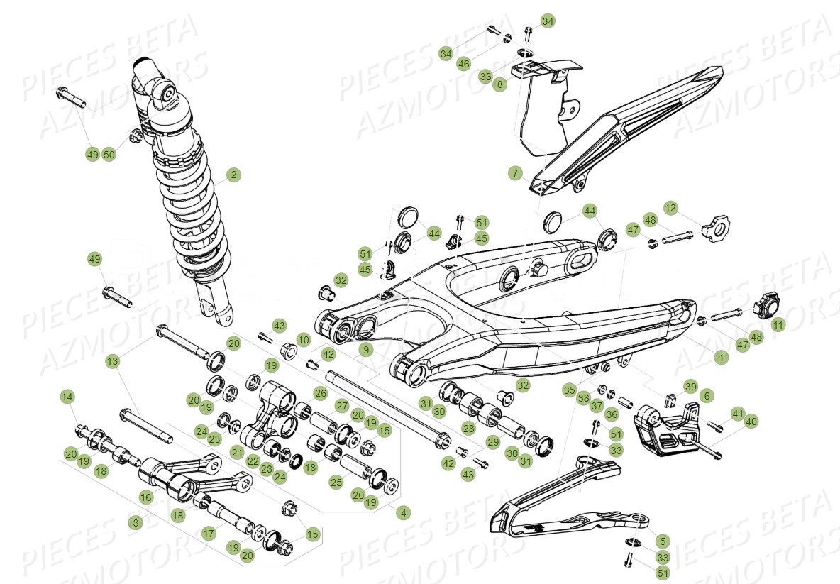 Amortisseur Bras Oscillant AZMOTORS Pieces BETA RR 2T 300 - (2019)