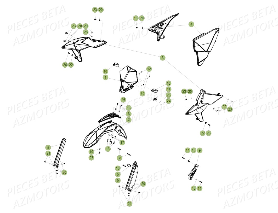 Carenages Avant AZMOTORS Pieces BETA RR 2T 300 - (2019)