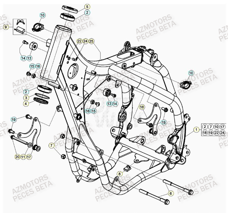 Chassis AZMOTORS Pieces BETA RR 2T 300 - (2020)