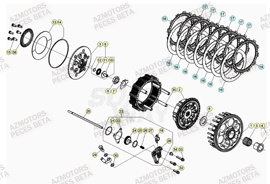 Embrayage AZMOTORS Pieces BETA RR 2T 300 - (2022)