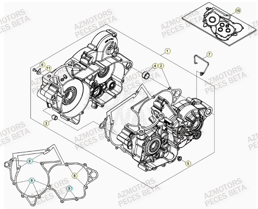 Carter Moteur AZMOTORS Pieces BETA RR 2T 300 - (2023)