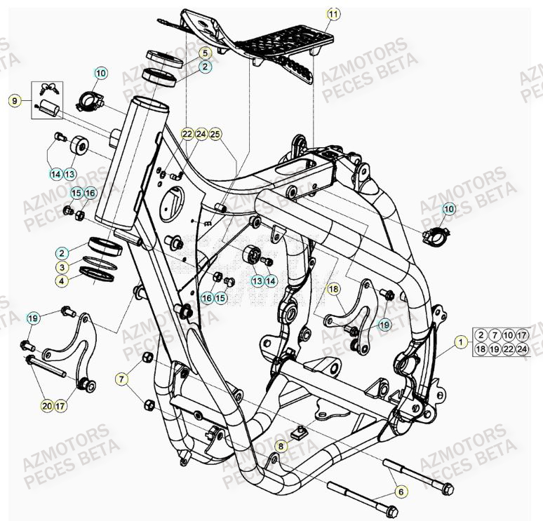 Chassis AZMOTORS Pieces BETA RR 2T 300 - (2023)