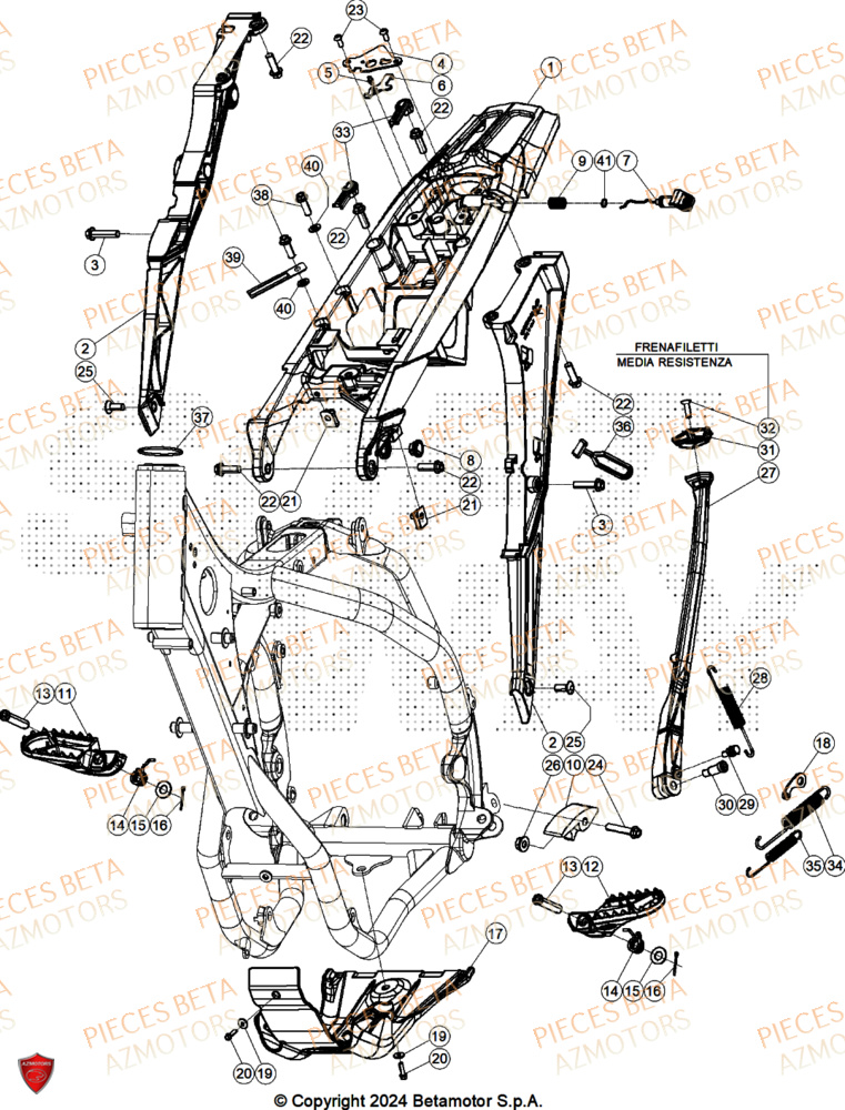 Accessoires Du Chassis AZMOTORS Pieces BETA ENDURO RR 300 2T RACE - (2025)