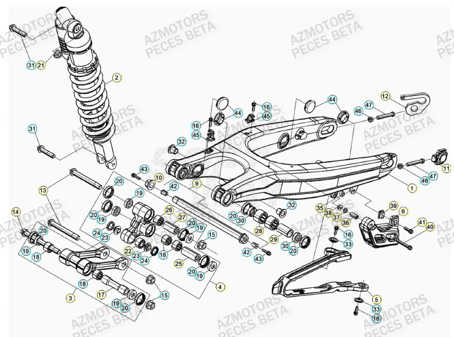 Bras Oscillant AZMOTORS Pieces BETA RR 2T 300 HOLCOMBE REPLICA - (2019)