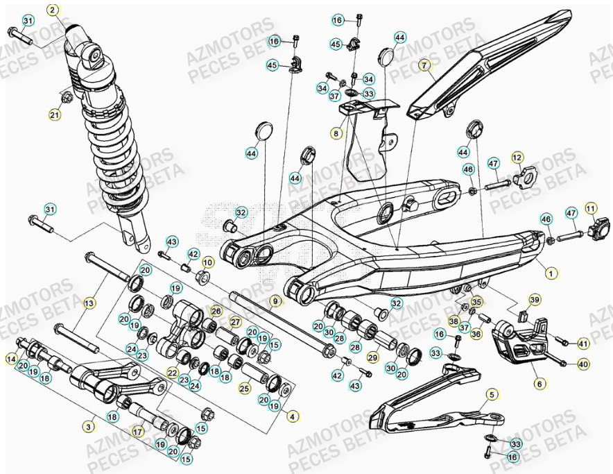 Bras Oscillant AZMOTORS Pieces BETA RR 2T 300 RACING - (2015)