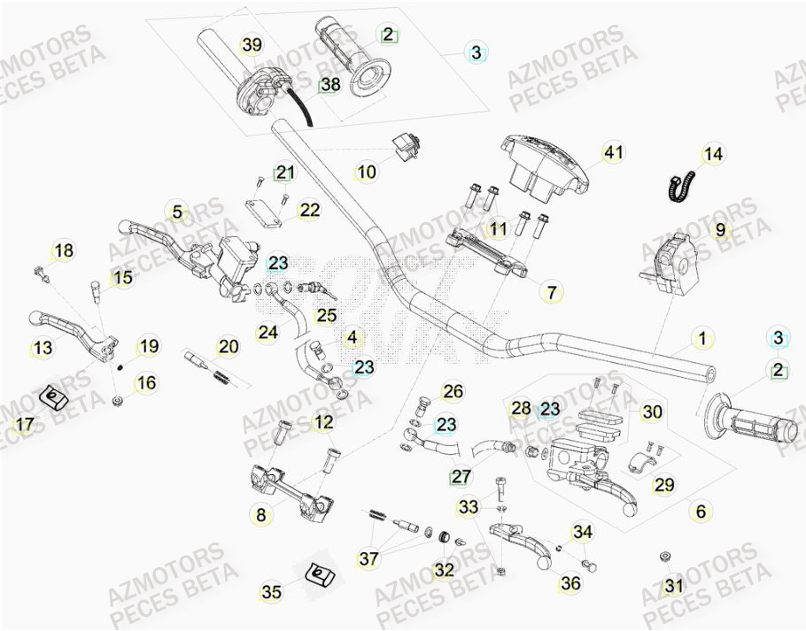 Guidon AZMOTORS Pieces BETA RR 2T 300 RACING - (2015)