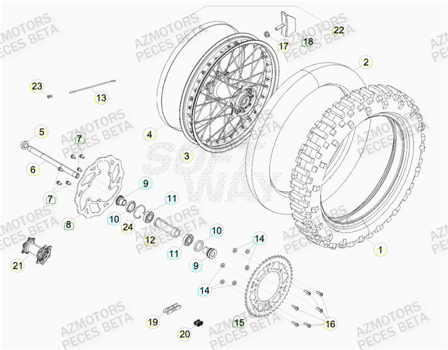 Roue Arriere AZMOTORS Pieces BETA RR 2T 300 RACING - (2015)
