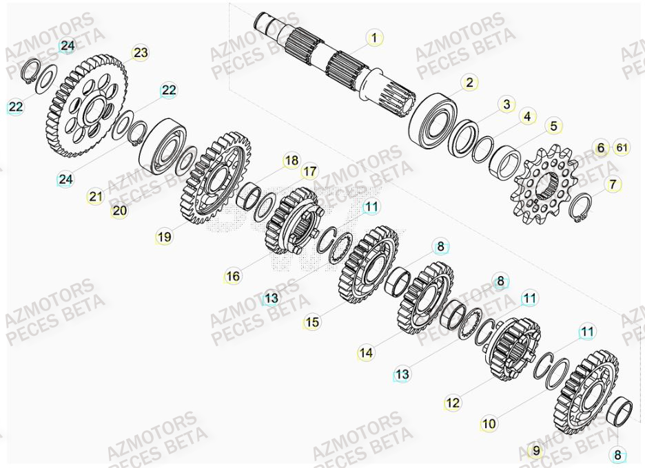 Transmission AZMOTORS Pieces BETA RR 2T 300 RACING - (2015)