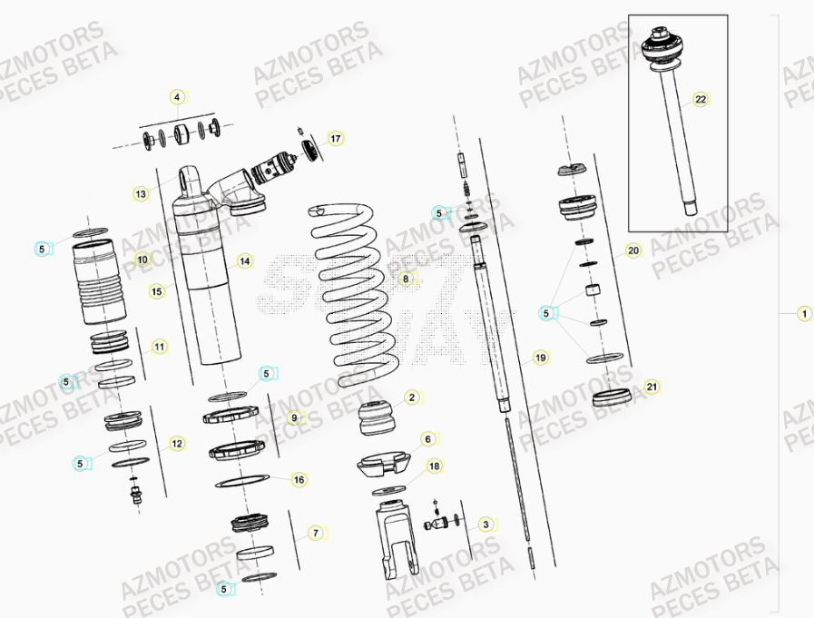 Amortisseur AZMOTORS Pieces BETA RR 2T 300 RACING - (2017)