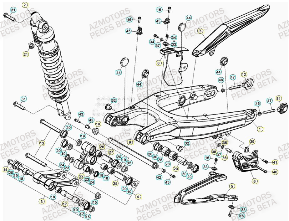 Bras Oscillant AZMOTORS Pieces BETA RR 2T 300 RACING - (2017)
