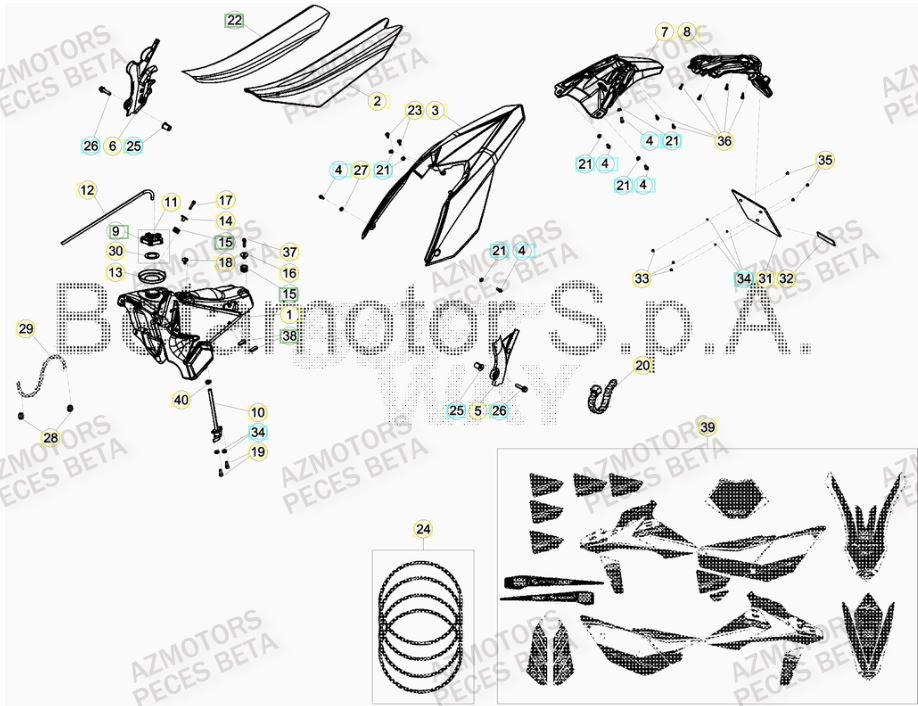 Carenage Arriere AZMOTORS Pieces BETA RR 2T 300 RACING - (2017)