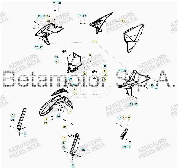 Carenage Avant AZMOTORS Pieces BETA RR 2T 300 RACING - (2017)