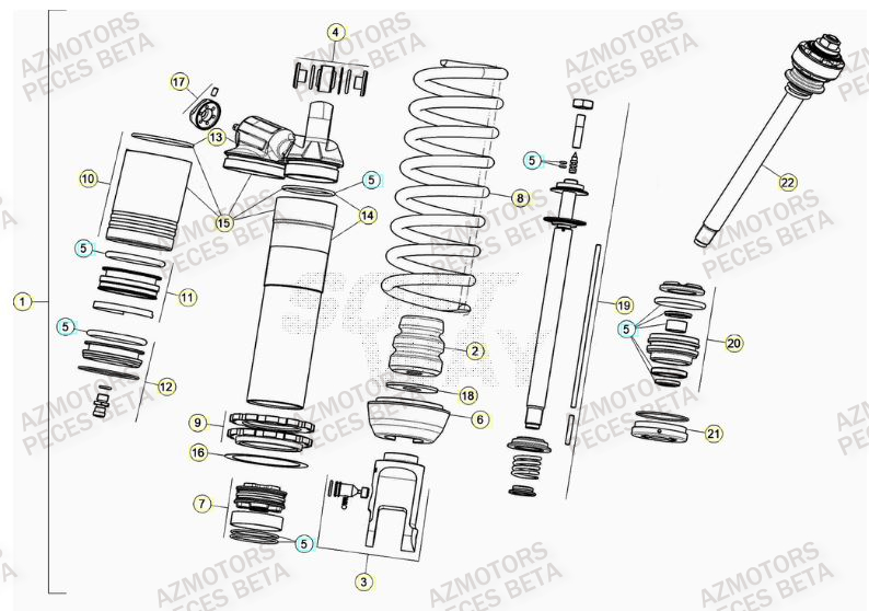Amortisseur AZMOTORS Pieces BETA RR 2T 300 RACING - (2020)