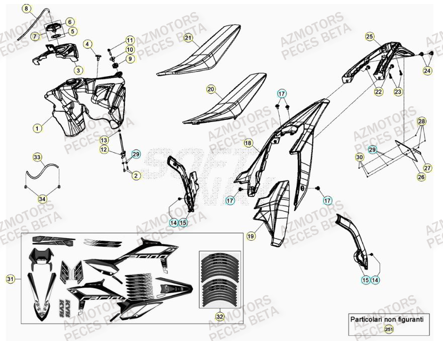 Carenage Arriere AZMOTORS Pieces BETA RR 2T 300 RACING - (2020)