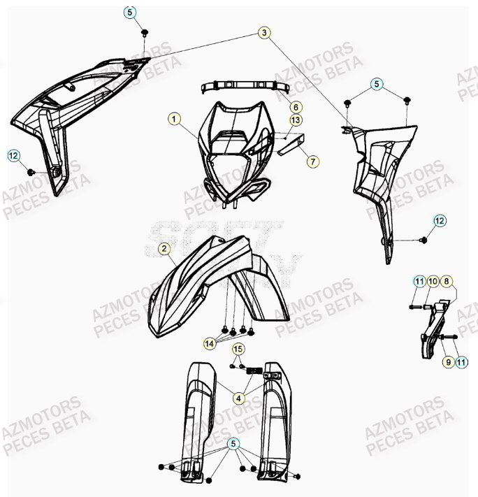 Carenage Avant AZMOTORS Pieces BETA RR 2T 300 RACING - (2020)