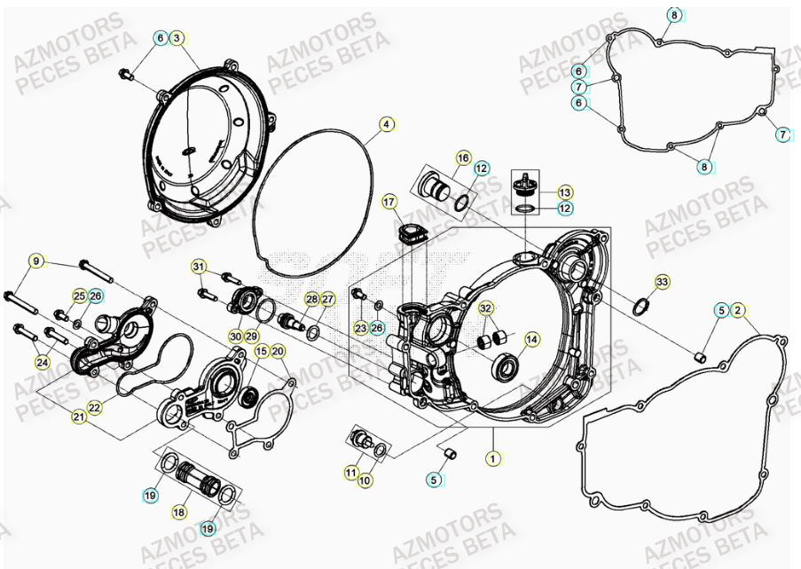 Couvercle Embrayage AZMOTORS Pieces BETA RR 2T 300 RACING - (2020)