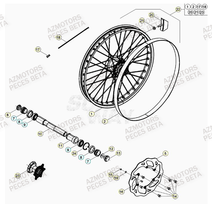 Roue Avant AZMOTORS Pieces BETA RR 2T 300 RACING - (2020)
