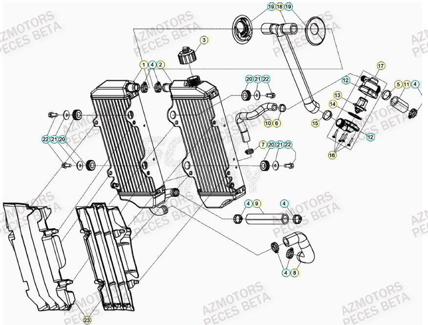 Radiateur AZMOTORS Pieces BETA RR 2T 300 RACING - (2021)
