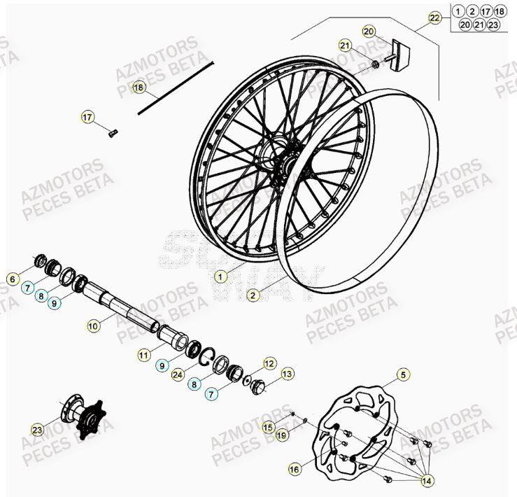 Roue Avant AZMOTORS Pieces BETA RR 2T 300 RACING - (2021)