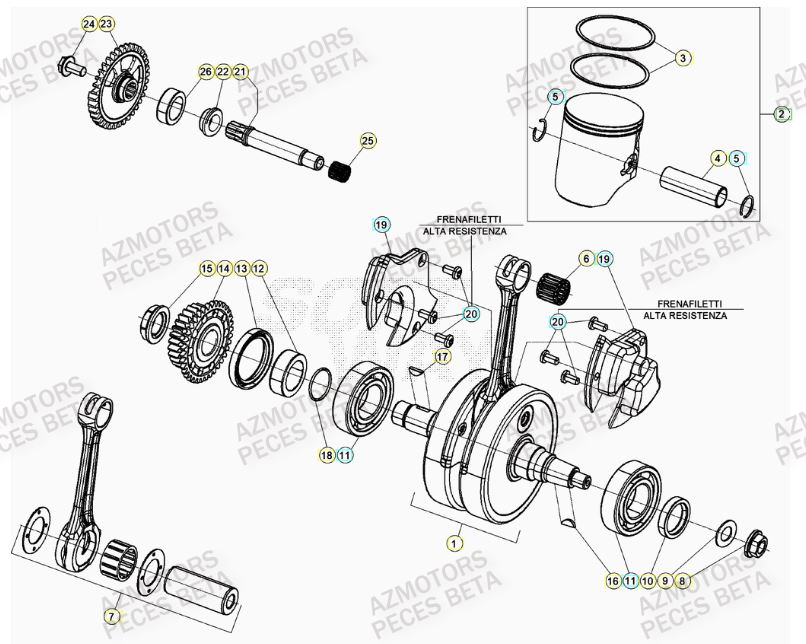 Vilebrequin AZMOTORS Pieces BETA RR 2T 300 RACING - (2021)